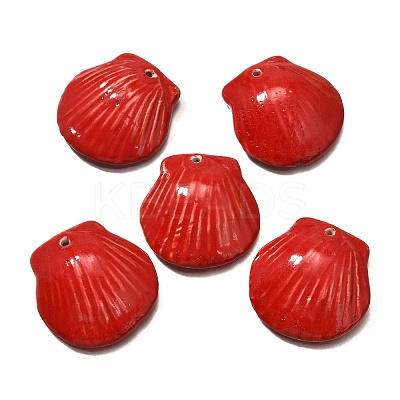 Seashell Shaped Porcelain Pendants PORC-O003-01B-08-1