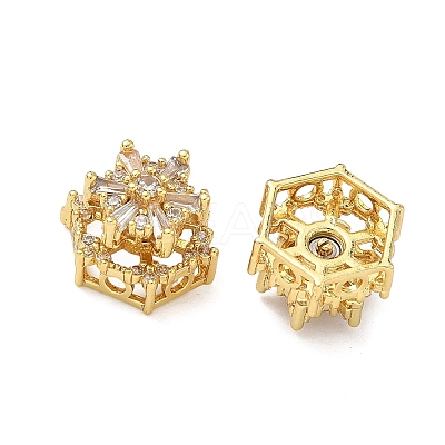 Brass Clear Cubic Zirconia Beads KK-D228-21G-1
