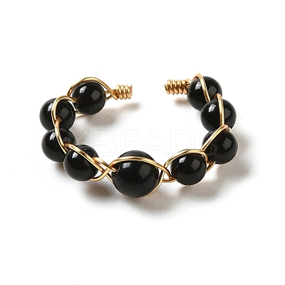 Adjustable Natural Obsidian with Brass Rings G-B075-01G-03-1