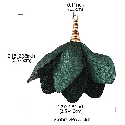 10Pcs 5 Colors Silk Flower Big Pendants IFIN-YW0001-74-1