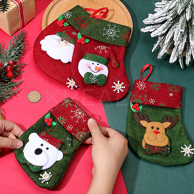 12Pcs 4 Styles Cloth Christmas Stocking Gift Bag Pendant Decoration FIND-SP0020-60A-1