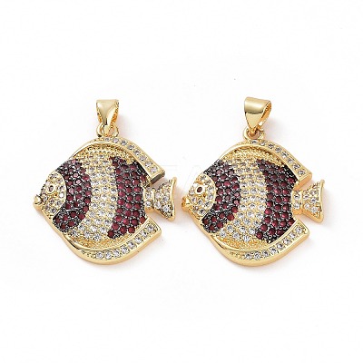 Brass Micro Pave Clear Cubic Zirconia Pendants ZIRC-F135-04G-02-1