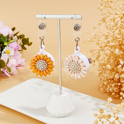4Pcs 2 Colors Sunflower Resin & Rhinestone Badge Reel DIY-FH0009-73-1