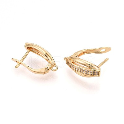 Brass Micro Pave Cubic Zirconia Hoop Earring Finding KK-N261-44G-1