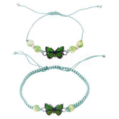 Adjustable Nylon Braided Bead Bracelets BJEW-TA00488-1