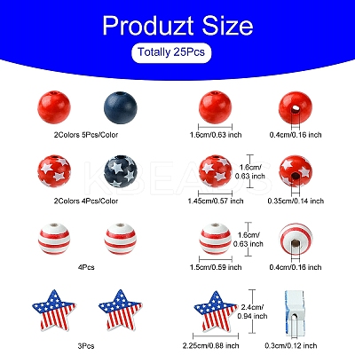 Painted Natural Wood Beads WOOD-YW0001-17-1