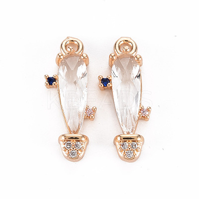 Rack Plating Brass Micro Pave Clear Cubic Zirconia Pendants LS-KK-T060-63G-RS-1