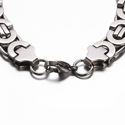 Tarnish Resistant 201 Stailess Steel Byzantine Chain Bracelets LS-BJEW-G469-12P-1