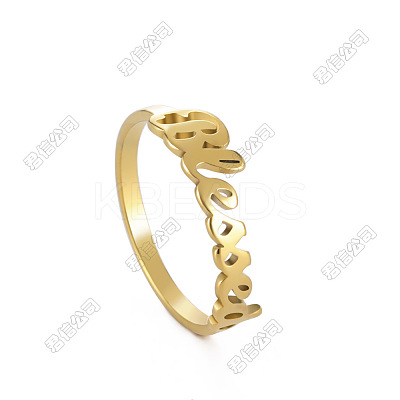 Word Blessed Stainless Steel Finger Rings for Women WG5CA7C-05-1