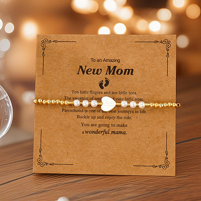 Handmade Brass & Imitation Pearl Round Beaded Bracelets YH5085-2-1