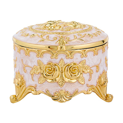 Alloy Pink Enamel Trinket Storage Decorative Boxes CON-WH20001-20A-1
