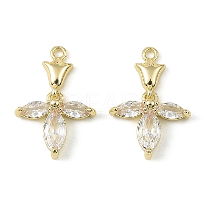 Brass Micro Pave Cubic Zirconia Pendants KK-C107-18B-G-1