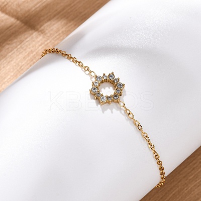 Sunflower 304 Stainless Steel Link Bracelets for Women BJEW-R027-01G-1