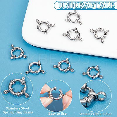 8Pcs 304 Stainless Steel Spring Ring Clasps STAS-UN0052-54-1