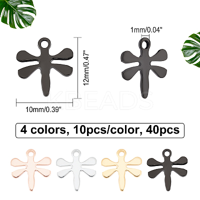 40Pcs 4 Colors 304 Stainless Steel Charms STAS-DC0009-80-1