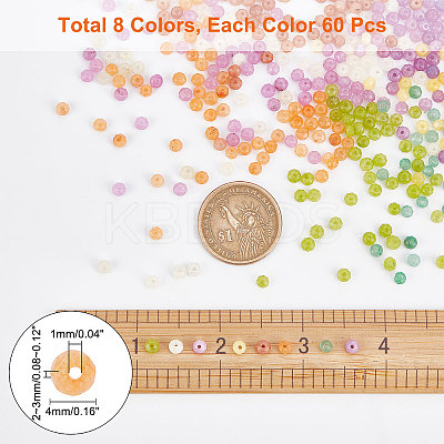 480Pcs 8 Colors Dyed Natural Malaysia Jade Rondelle Beads Strands G-NB0002-88-1