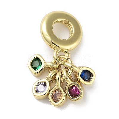 Rack Plating Brass Pave Colorful Cubic Zirconia European Dangle Charms KK-R163-07G-1