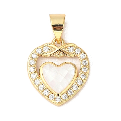 Rack Plating Brass Enamel Micro Pave Clear Cubic Zirconia Pendants KK-K380-04G-01-1