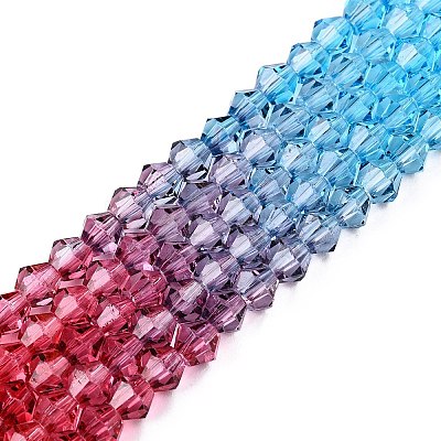 Gradient Color Baking Paint Glass Bead Strands DGLA-A039-T4mm-A017-1