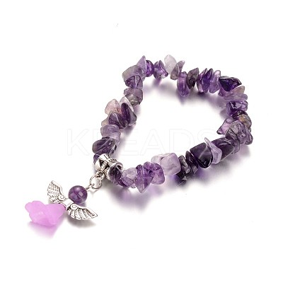 Natural Amethyst Kids Bracelets BJEW-JB02062-04-1