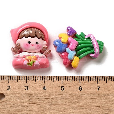 Flower Cute Girl Opaque Resin Decoden Cabochons CRES-P034-02-1