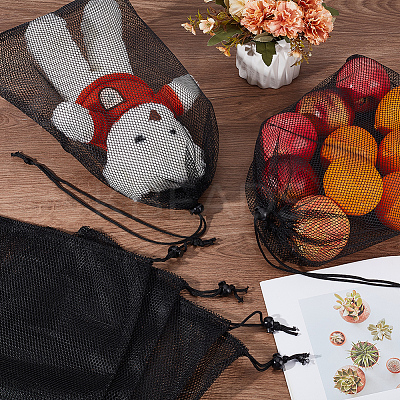 Polyester Mesh Drawstring Storage Bags ABAG-WH0046-59-1