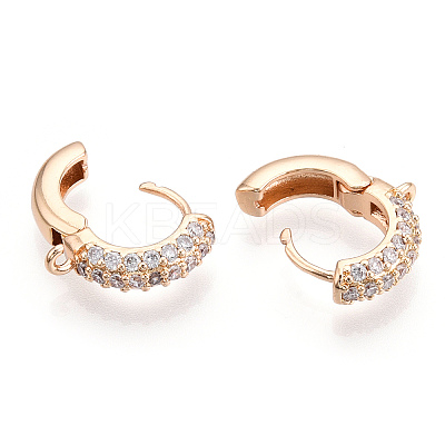 Brass with Crystal Rhinestone Hoop Earring Findings KK-C024-13KCG-1