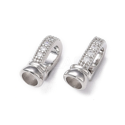 Rack Plating Brass Micro Pave Clear Cubic Zirconia Fold Over Clasps KK-E080-02P-1