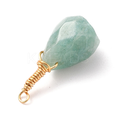 Wire Wrapped Faceted Natural Green Aventurine & Amethyst & Lapis Lazuli & Labradorite Pendants X-PALLOY-JF00542-1