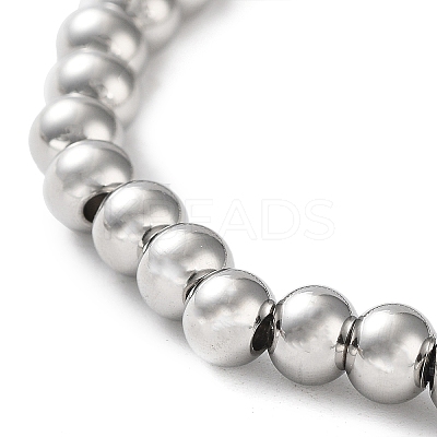 Non-Tarnish 316 Surgical Stainless Steel Round Beaded Stretch Bracelets BJEW-M305-01C-P-1