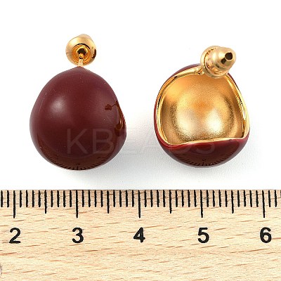 Brass Enamel Stud Earrings for Women EJEW-U055-23A-G-1