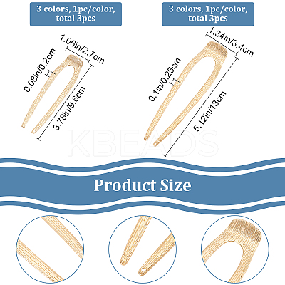 6Pcs 6 Style Alloy Hair Forks OHAR-CP0001-06-1