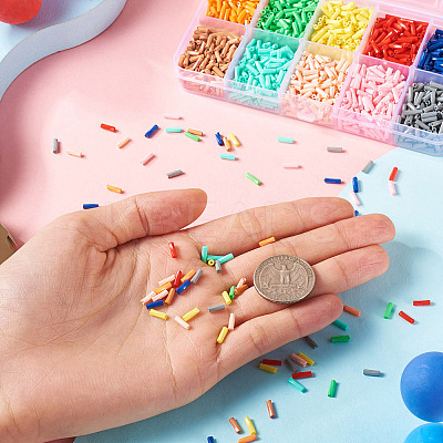 80G 10 Colors Baking Paint Glass Twist Bugle Beads SEED-TA0001-47-1