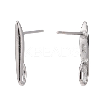 Anti-Tarnish Rhodium Plated 925 Sterling Silver Stud Earring Findings STER-K168-118P-1