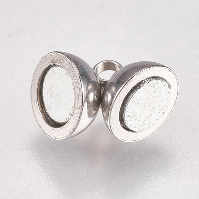 Tarnish Resistant 304 Stainless Steel Magnetic Clasps with Loops X-STAS-G173-05P-6mm-1