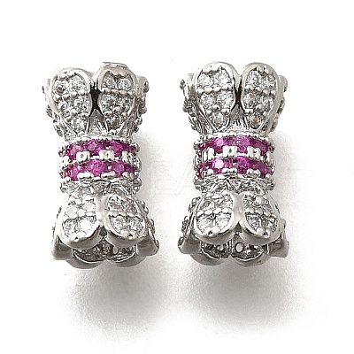 Brass Micro Pave Cubic Zirconia Beads KK-M318-22P-1