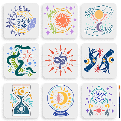 1 Set Divination Theme PET Hollow Out Drawing Painting Stencils DIY-MA0003-72-1