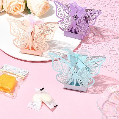 30Pcs 6 Colors European Style Hollow Butterfly Wedding Dress Paper Candy Gift Packaging Boxes CBOX-CJ0001-01-1