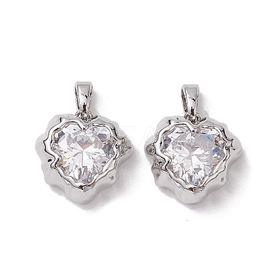 Valentine's Day Brass Micro Pave Clear Cubic Zirconia Pendants KK-K360-22P-1