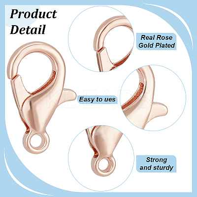 5 Bags Brass Lobster Claw Clasps FIND-BC0005-20RG-1