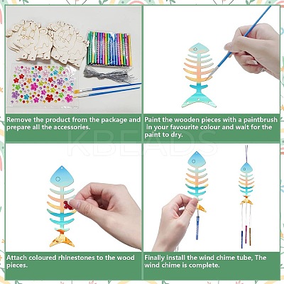 DIY Wood & Aluminium Round Tube Wind Chime Making Kits DIY-WH20038-010-1