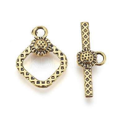 Tibetan Style Alloy Rhombus Toggle Clasps PALLOY-J471-26AG-1