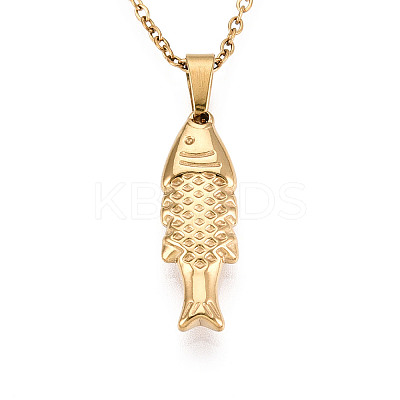 304 Stainless Steel Pendant Necklaces NJEW-T018-36G-1