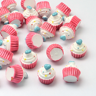 Heart with Cake Resin Cabochons CRES-R183-04B-1