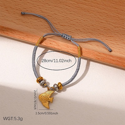 304 Stainless Steel Fish Charm Bracelets WG3A2A4-01-1