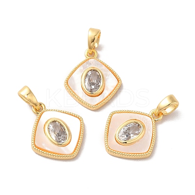 Brass Cubic Zirconia Pendants KK-M243-38G-1