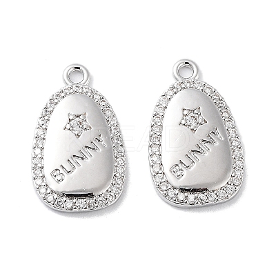 Brass Micro Pave Clear Cubic Zirconia Pendants KK-F871-26P-1
