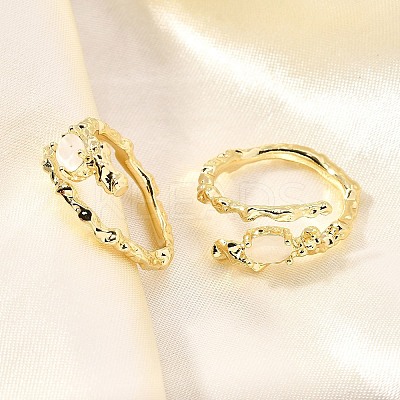 Oval Brass Cat Eye Cuff Rings for Women RJEW-U042-01G-01-1