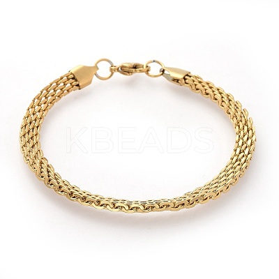 304 Stainless Steel Mesh Chain Bracelets X-BJEW-G618-06G-1