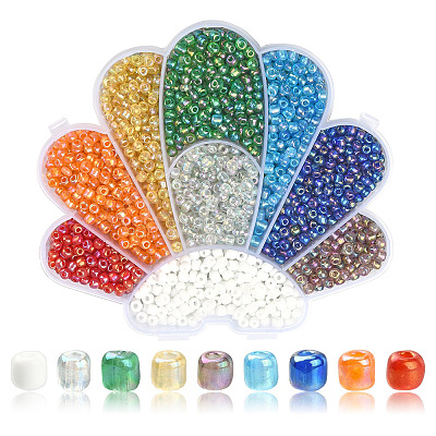 1730Pcs 9 Style 6/0 Round Glass Seed Beads SEED-YW0002-04-1